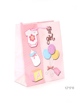 Цена за 12 шт. Пакет подарочный 12х15х6 С новорожденным / 310525 /уп 12/2400/