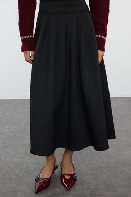 Siyah Yuksek Bel Klos Pili Detayl? Midi Etek TWOAW25ET00095 - Trendyolmilla фото 3