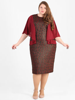 Платье бордовое праздничное корректирующее фигуру