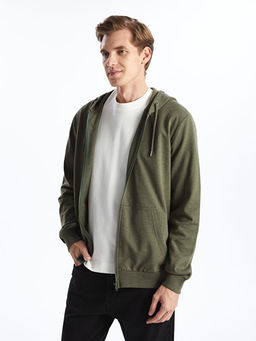 Kap??onlu Uzun Kollu Erkek Fermuarl? Sweatshirt