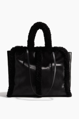 Bolso shopper con ribete efecto pelo