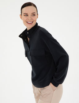 Siyah Comfort Fit Sweatshirt - Pierre cardin фото 3