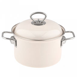 "Жемчужная" Кастрюля эмалированная 2,0л, форма цилиндрическая, металлическая крышка (Россия)