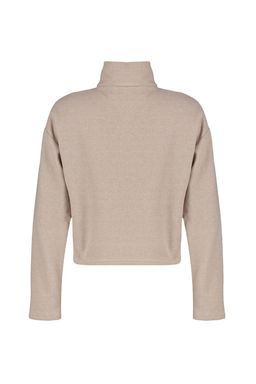 Bej Selanik/Triko Gorunumlu Fermuarl? Yaka Regular/Normal Kal?p Orme Sweatshirt TWOAW22SW0732