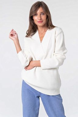 Пуловер вязаный свободный со спущенным плечом черный - Fly фото 9