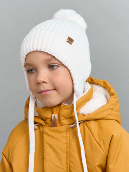 Шапка из смесовой шерсти Молоко на завязках - Bungly фото 3