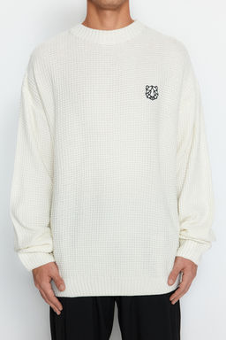 TRENDYOL MAN Indigo Oversize Bisiklet Yaka Dokulu Kazak TMNAW24KZ00032 - Trendyolmilla фото 11