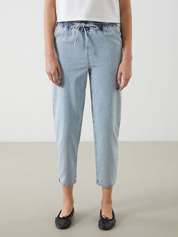 Beli Lastikli Mom Fit Kad?n Jean Pantolon