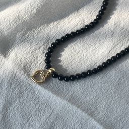 Чокер из черного Турмалина с подвеской "Сердце"