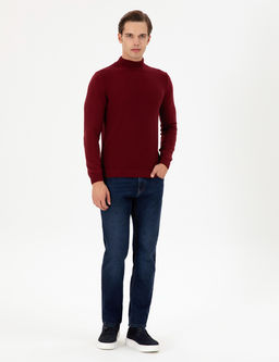 Erkek Slim Fit Yar_m Bal_k__ Yaka Bordo Kazak - U.s. polo assn фото 4