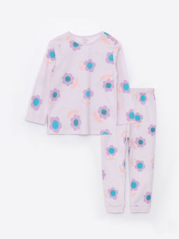 Bisiklet Yaka Uzun Kollu Bask?l? K?z Bebek Pijama Tak?m?