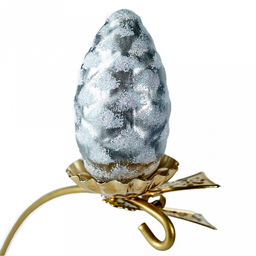 Елочная игрушка фигурка стеклянная Шишка на лягушке-1 д3,6см, h8,2см, ручная художественная роспись, подарочная упаковка (Россия)