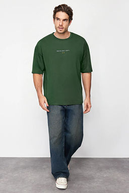 Ye_il Oversize/Geni_ Kesim Bisiklet Yaka K_sa Kol Game Over Bask_l_ T-Shirt TMNSS23TS00247 - Trendyolmilla фото 2