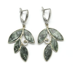 Серьги серафинит 26*37мм.