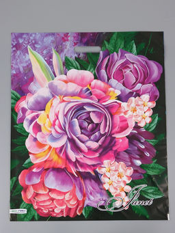 Цена за 25 шт. Пакет "Жанет, полиэтиленовый с вырубной ручкой 50х60 см, 100 мкм