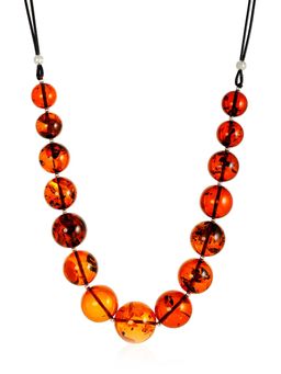 Стильное колье из натурального балтийского янтаря Шары на шнурке