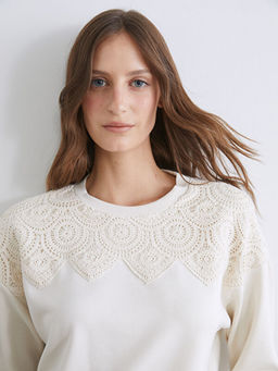 Kro?e Detayl? Kad?n Sweatshirt Tunik