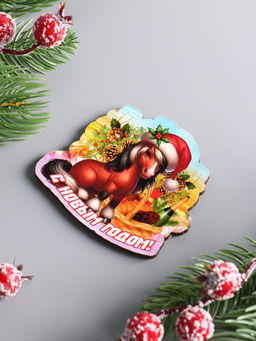 Цена за 4 шт. Магнит на холодильник Лошадка. С Новым годом, 7.5?6.5 см - Хорошие сувениры фото 3