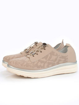 05-PDL206-1 BEIGE/BROWN Кроссовки женские (натуральная кожа)