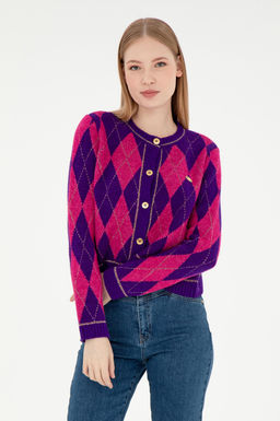 Женский фиолетовый трикотажный кардиган Неожиданная скидка в корзине