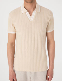 Bej Slim Fit _rme Dokulu Polo Yaka Ti__rt - Pierre cardin фото 7