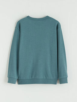 Bisiklet Yaka Bask?l? Erkek ?ocuk Sweatshirt