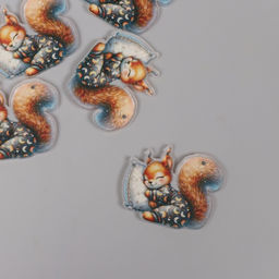 Цена за 5 шт. Декор для творчества акрил «Бельчонок в пижамке сладко спит на подушке», 2.9×3.4×0.3 см