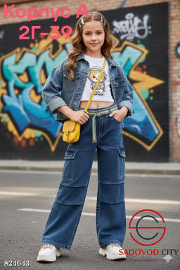 Джинсы для девочки на резинке