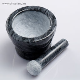 Ступка с пестиком, 130 мл, 10 см, мрамор, чёрная