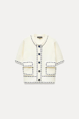 SHORT SLEEVE STITCHED KNIT JACKET - Zara фото 4