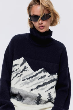 Jersey de cuello alto en punto jacquard - H&m фото 5