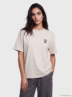 Bask?l? Oversize Kad?n Ti??rt
