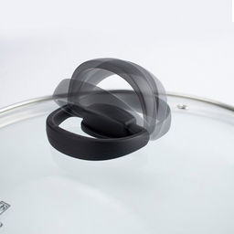 Крышка стеклянная д28см, h4см, жаропрочное стекло, термостойкий пластик (нейлон), складывающаяся ручка с покрытием soft-touch, ободок из нержавеющей стали, пароотвод, TalleR (Китай) - Домашняя мода фото 3