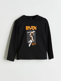 Bisiklet Yaka Bask?l? Erkek ?ocuk Ti??rt