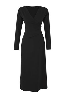 Siyah Duz Dugmeli Skater/Belden Ac?lan Midi Orme Elbise TWOAW26EL00058 - Trendyolmilla фото 5