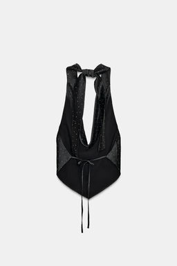 SATIN HALTER TOP WITH RHINESTONES - Zara фото 6