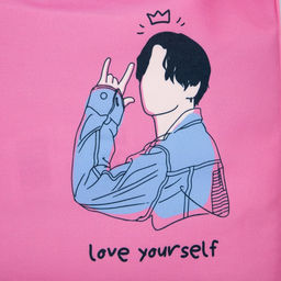 Сумка мешок Love yourself, 40×35 см, розовая
