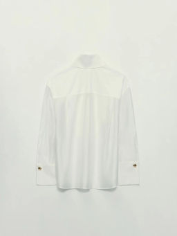 Блузка с манишкой из хлопка и тенселя / Zarina