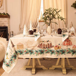 Набор новогодний New Years treat: скатерть 150×220 см +/-3 см с ВГМО, салфетка 40×40 см-12 шт., 100% хлопок