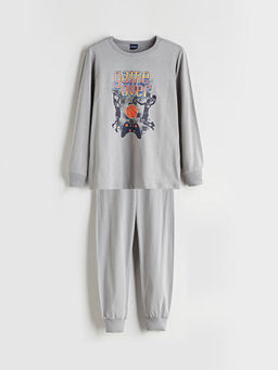 Bisiklet Yaka Bask?l? Erkek ?ocuk Pijama Tak?m?