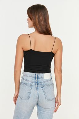 TRENDYOLMILLA Siyah Spagetti Ayarlanabilir Ask?l? Esnek Alttan C?tc?tl? Orme Body TWOSS21BD0067  фото 5