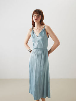 V Yaka Ask?l? Saten Elbise