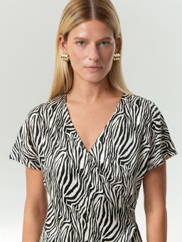 EMKA / Платье миди из 100% вискозы с принтом зебра  фото 4