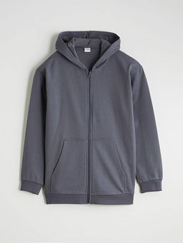 Kap??onlu Erkek ?ocuk Kal?n Fermuarl? Sweatshirt
