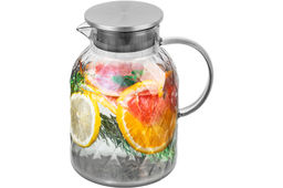 Кувшин 1,8 л 18*13*19,5 см "Crystal glass" серебро+метал.крышк. с силик.уплотнит, ионное покр