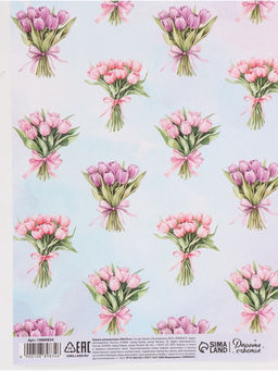 Цена за 10 шт. Бумага упаковочная глянцевая Букетик цветов, 70 ? 100 см