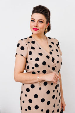 Платье Romanovich Style 1-2532 бежевый горох