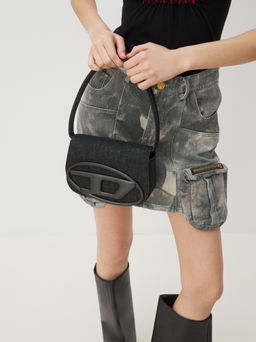 Женская сумка на плечо из денима DIESEL 1DR Артикул 4285115, черный  фото 2