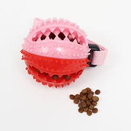 Шар под лакомства рельефный на верёвке, TPR, 8 см, красно-розовый - Пижон фото 4