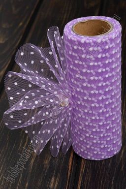 Фатин в горошек 15 см*10 ярд (SF-2941) фиолетовый №32